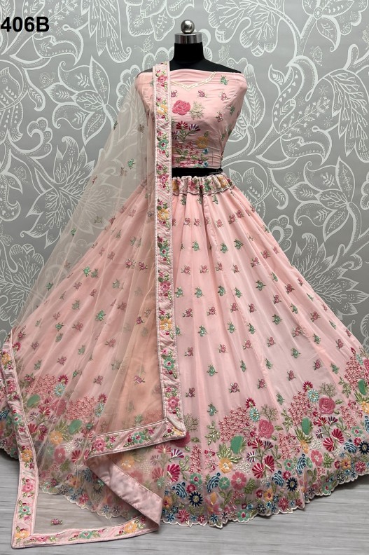 Marvellous Sequins and Fancy flower pattern Beautifully Crafted Lehenga choli in Georgette